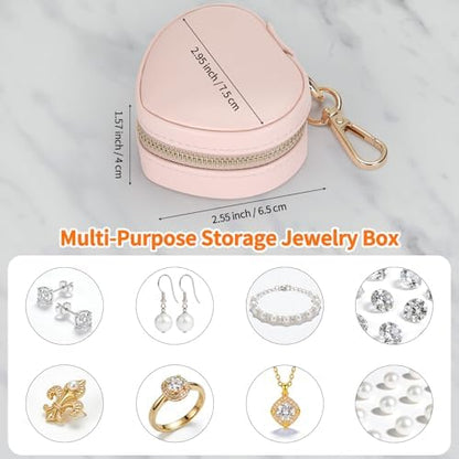 KUKUVR Mini Heart Travel Jewelry Box with Keychain (Pink)