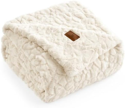 Cozy Bliss Faux Fur Throw Blanket for Couch, Fuzzy Soft Plush Thick