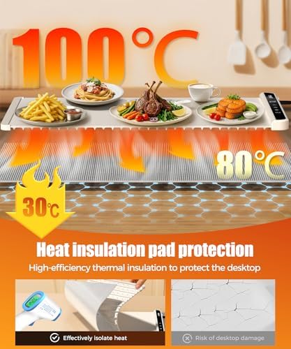Warming Mat for Food, 26x15 Inch, Off White, Fast Heat, Child Lock