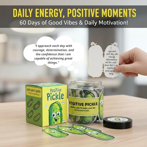 DEARMINE 60 Positive Pickle Cards Jar, Birthday Gifts for Women