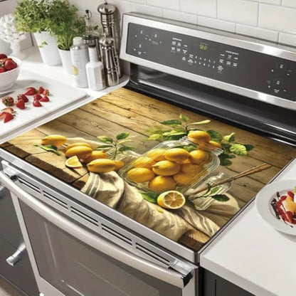 2D Flat Rustic Lemon Kitchen Stove Top Cover Protector Strong Kitchen