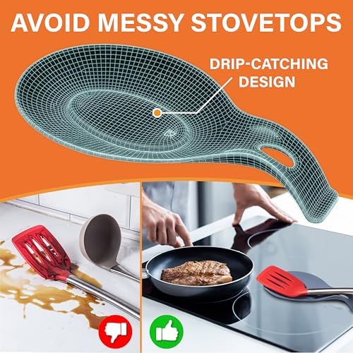 Silicone Spoon Rest for Stove Top, Set of 2, XL 9.2 Inch, DISHWASHER