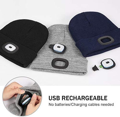 LED Beanie with The Light, Unisex Gifts for Men Dad Husband Him