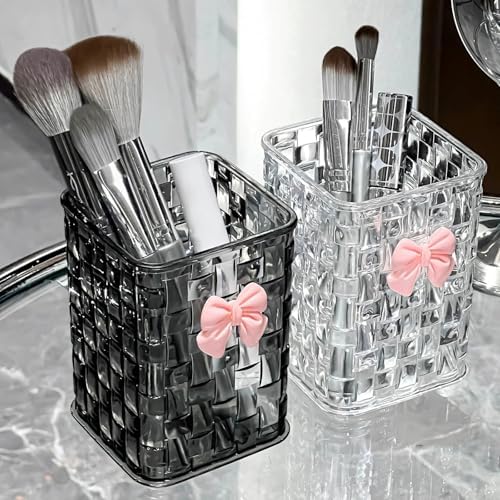 Acrylic Pen Holder for Desk, Clear Pencil Organizer Makeup Brush Cup