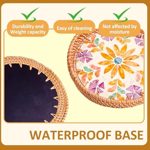 Joyeee 3 Pack Round Woven Tray, Large Medium Small Stackable Rattan