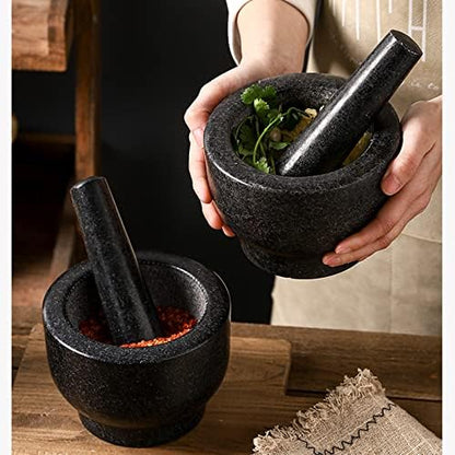 Mortar and Pestle Mortar and Pestle Set - Black Granite Polished