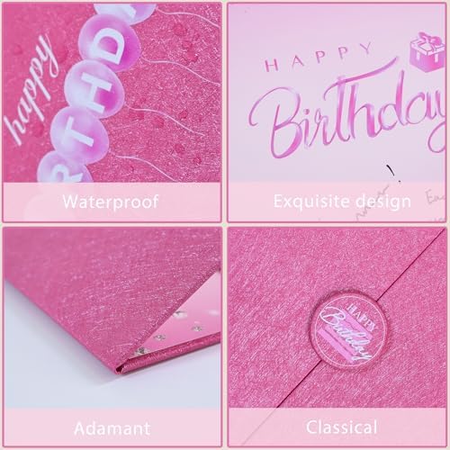 Crenics Hot Pink Happy Birthday Guest Sign in Book Alternative 18" x