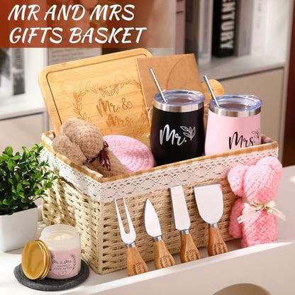 Wedding Gift Basket - 21 Pieces Gifts for Couple Mr and Mrs