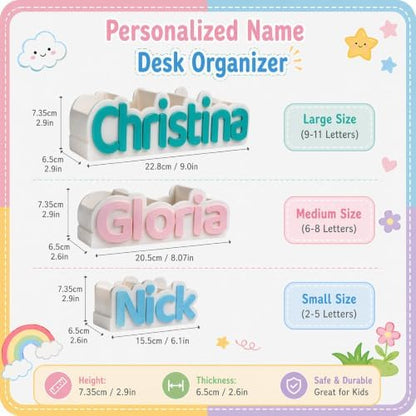 Personalized Name Desk Organizer 3D Printed Pen Pencil Holder