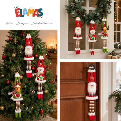 Christmas Hanging Plush Decorations for Home, 3 Pack Long Legs Santa