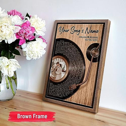 H-DEWALL Personalized Song Lyrics Brown Framed Canvas, Romantic