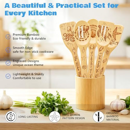 HUFAND 8 Pcs Sea Turtle Gifts for Women Kitchen Decor Cooking Utensils
