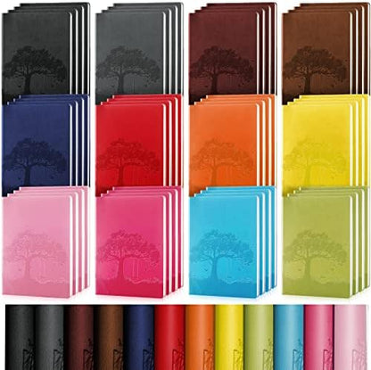 TaoBary 48 Pcs Pu Leather Journals Notebook Bulk Colorful Tree Life