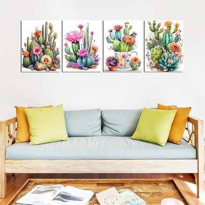 Lanzeyo Diamond Art Kits for Adults 4 Pack Succulent Diamond Painting