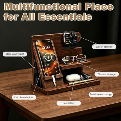 Gifts for Men Wood Phone Docking Station Birthday Gift for Men