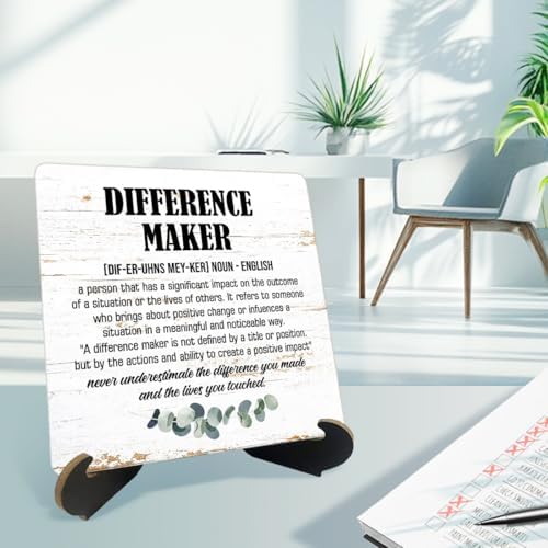 Difference Maker Definition Wooden Signs with Holder Stand