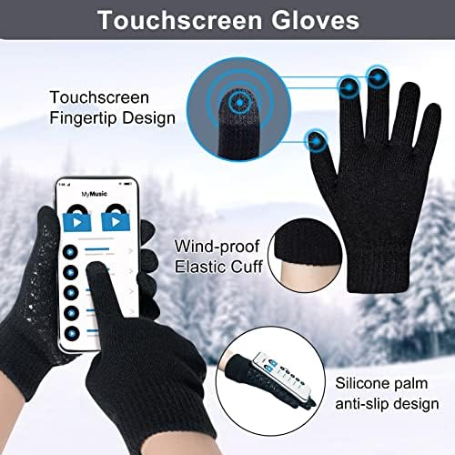 Loritta Winter Hats for Men, 3 PCS Fleece Beanie Scarf Gloves Set