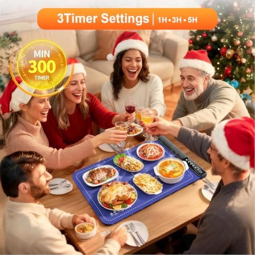 Warming Mat for Food,24x15Inch Warming Trays with 4 Temperature Levels
