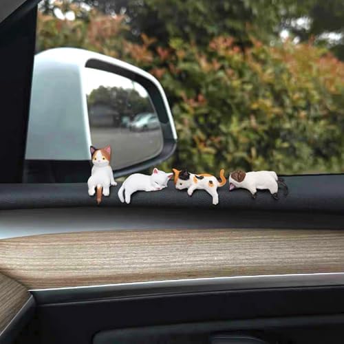 12 Pcs Cat Car Decor Dashboard Accessories, Mini Cat Figurines Cute