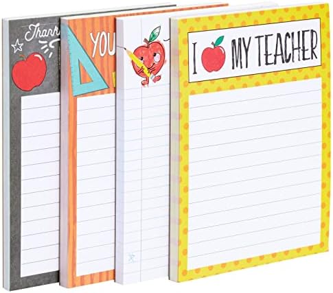 4-Pack Teacher Notepad Sets for Classroom Gifts, Professor