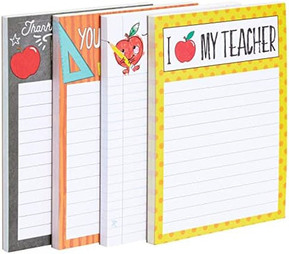 4-Pack Teacher Notepad Sets for Classroom Gifts, Professor