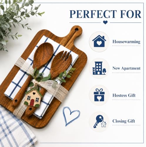 Housewarming Gift Wooden Cutting Board Set with Utensils and Napkin