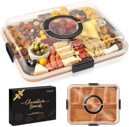 Renmxj Portable Charcuterie Boards with Lid, Cheese, Veggie & Snack