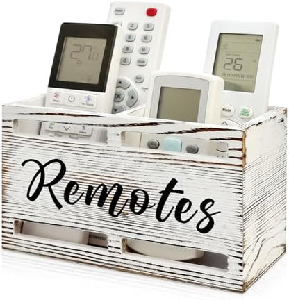 Wooden TV Remote Control Holder Wall Mount Remote Caddy Organizer for