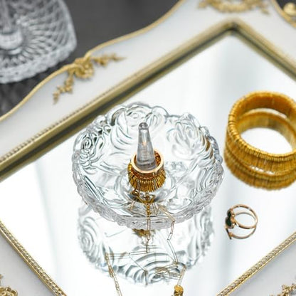 H&D HYALINE & DORA Crystal Ring Holder Dish and 4”Clear Crystal Ring