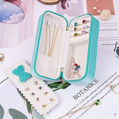 BONNY DODO Small Travel Jewelry Box Organizer for Women with Plush