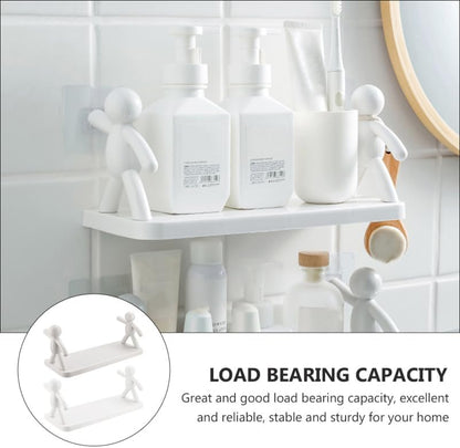 2 Mounted Hook Rack Floating Wall Shelves for Bedroom Bathroom Kitchen