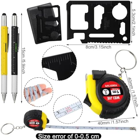 Lasnten 50 Pcs Mini Tape Screwdriver Keychain Set Bulk, Black+Yellow