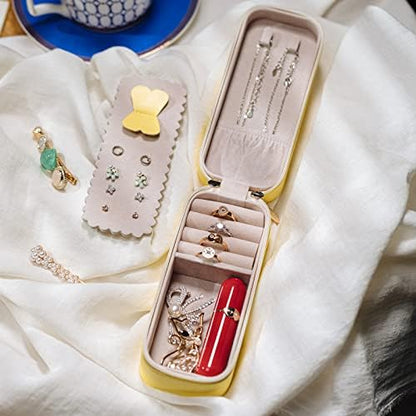Small Travel Jewelry Organizers Box for Women with PU Leather Portable