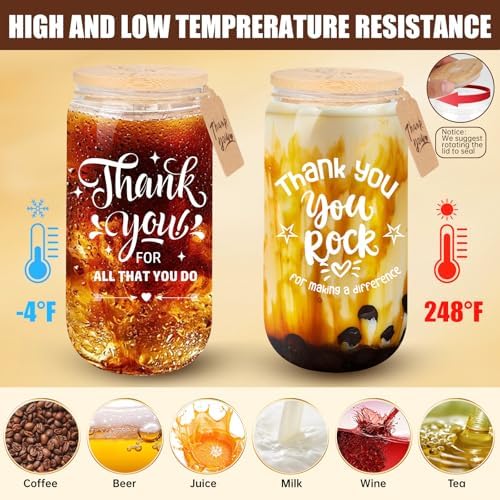 16 Set Employee Appreciation Gifts Glass Cups, 16oz Can Coffee Cups