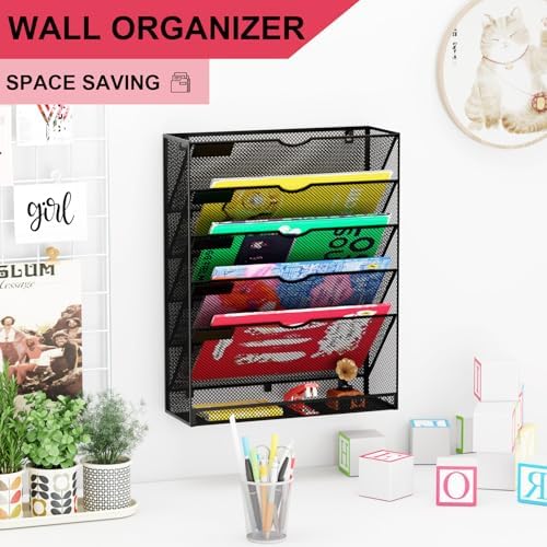 Hanging Wall File Organizer 6 Tier Wall Mounted Mail Paper Folder