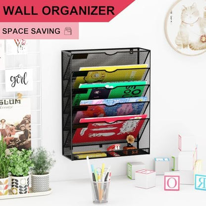 Hanging Wall File Organizer 6 Tier Wall Mounted Mail Paper Folder