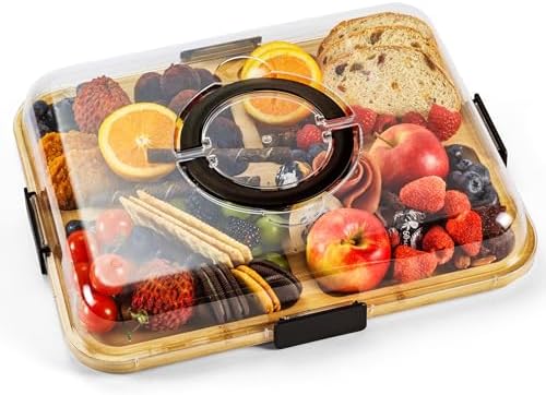 Portable Charcuterie Board with Clear Lid, Cheese & Snack Tray