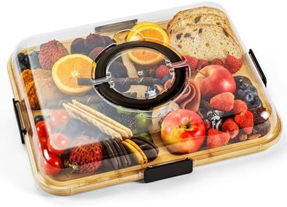 Portable Charcuterie Board with Clear Lid, Cheese & Snack Tray