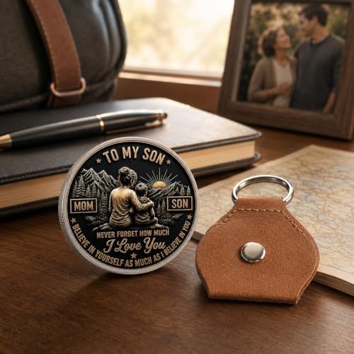 To My Son Just Do You Best Pocket Hug, Encouragement Coin Keychain
