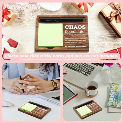Chaos Coordinator Sticky Note Holder Wooden Notepad & Pen Holder