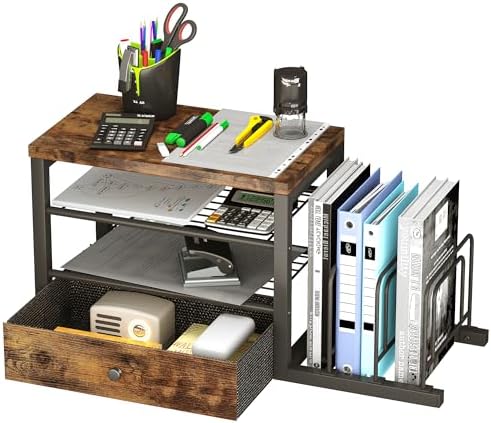 Homeiju Wood Desk Organizer with Drawers, Desk File Organizer with 3
