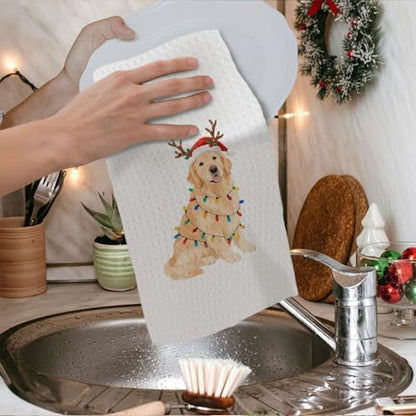 Golden Retriever Christmas Kitchen Towels, Gifts for Golden Retriever