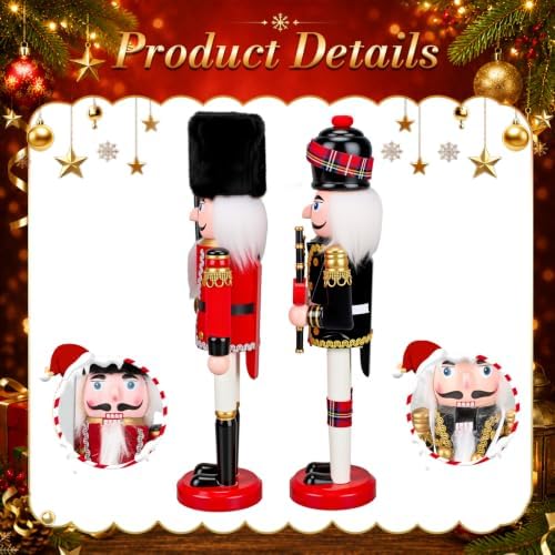 Huwena 4 Pcs Red and Black Mixed Nutcracker 12 Inch