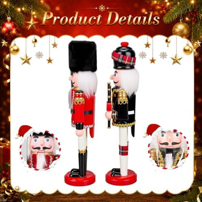 Huwena 4 Pcs Red and Black Mixed Nutcracker 12 Inch