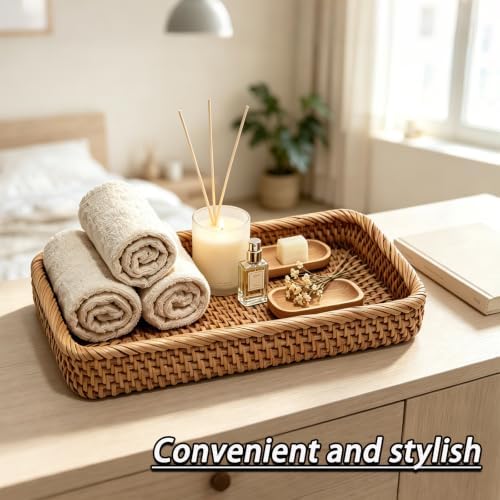 Small Rattan Key Tray for Entryway Table (10"x5.1"x1.8")