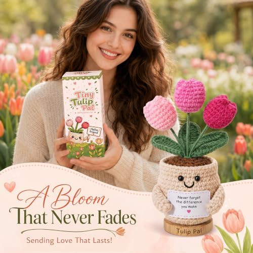 INSPRING Thank You Gifts for Women, Emotional Support Crochet Tulips