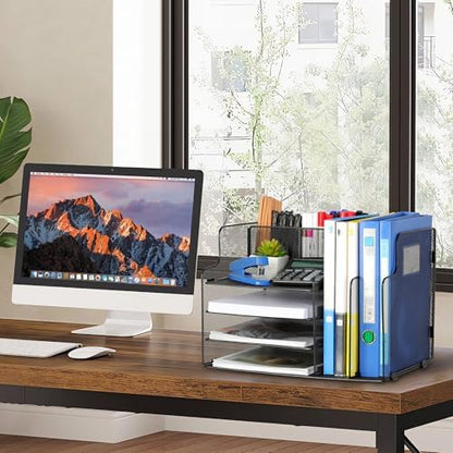 4-Tier Desk Organizer and Accessories with 2 File Holder Storage