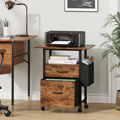 GYIIYUO 2 Drawer File Cabinet 24''W, Mobile Filing Cabinet, Printer