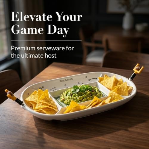 Mud Pie Football Field Platter Set, Divided Game Day Serving Tray