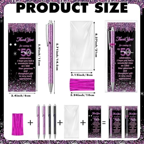 Sayglossy 30 Sets 50th Birthday Party Favors for Guests Pens with